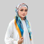 Hijab carré imprimé en satin Zellina - coloris vert