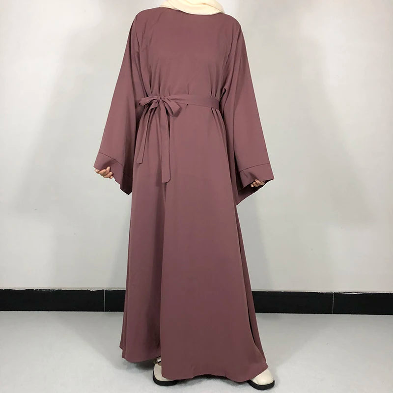 Abaya Nida Unie — 15 Couleurs, Ceinture Offerte