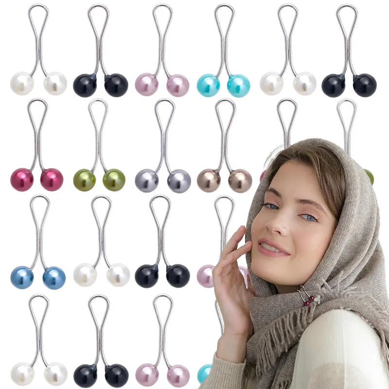 Pinces Anti-Glisse pour Hijab — Broches Perlées Fixation Foulard (Lot de 10)