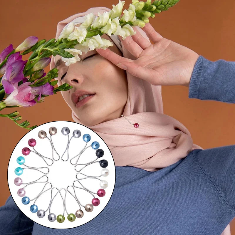 Pinces Anti-Glisse pour Hijab — Broches Perlées Fixation Foulard (Lot de 10)
