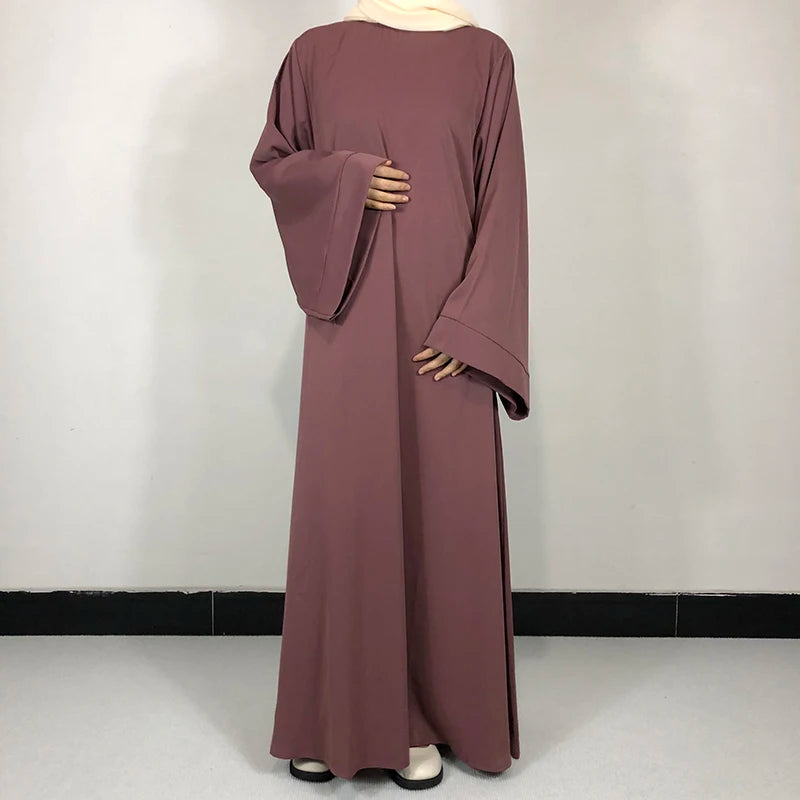 Abaya Nida Unie — 15 Couleurs, Ceinture Offerte