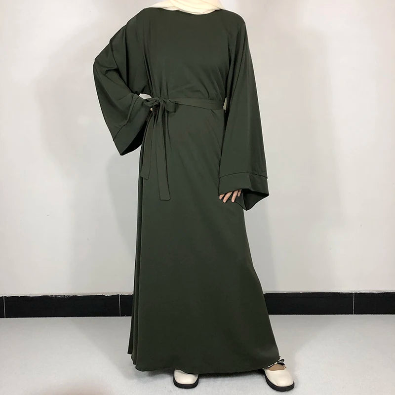 Abaya Nida Unie — 15 Couleurs, Ceinture Offerte