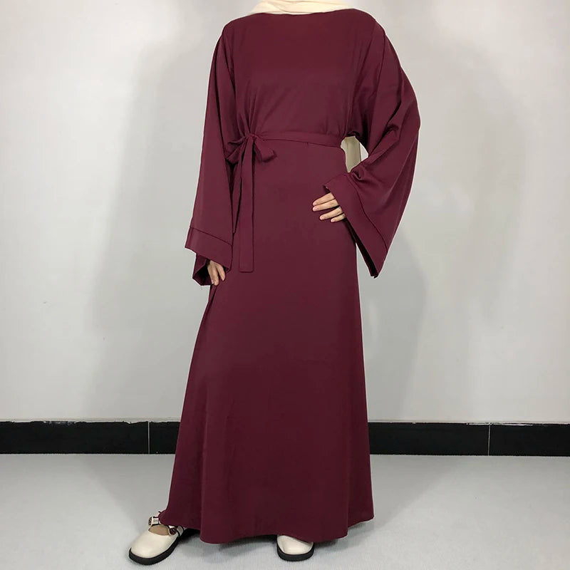 Abaya Nida Unie — 15 Couleurs, Ceinture Offerte
