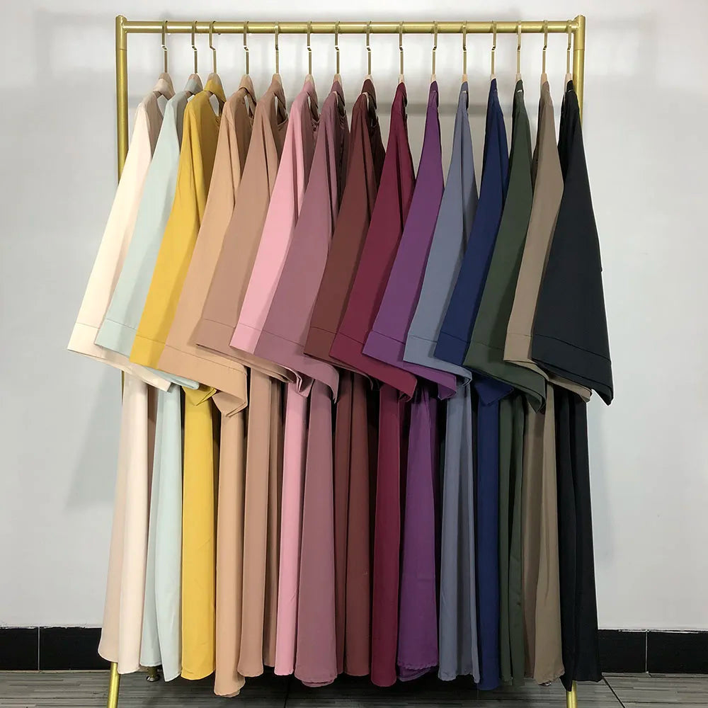 Abaya Nida Unie — 15 Couleurs, Ceinture Offerte