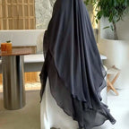 Khimar long deux couches Zellina - coloris bordeaux