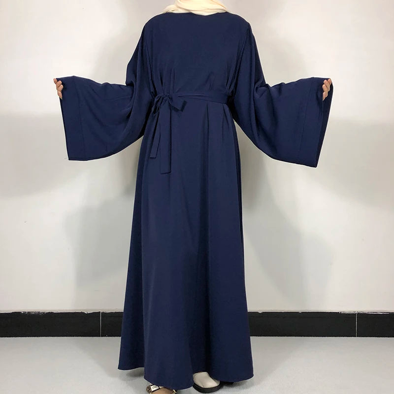 Abaya Nida Unie — 15 Couleurs, Ceinture Offerte