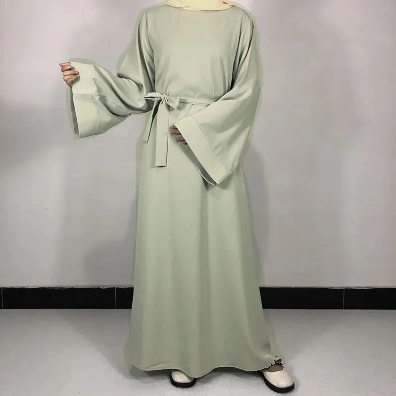 Abaya Nida Unie — 15 Couleurs, Ceinture Offerte