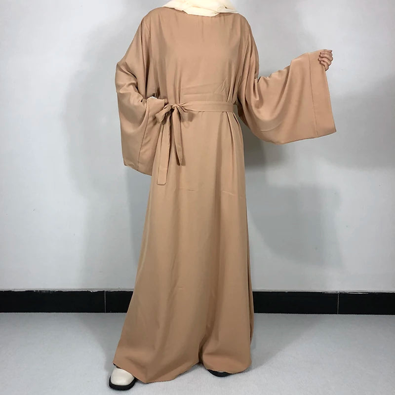 Abaya Nida Unie — 15 Couleurs, Ceinture Offerte