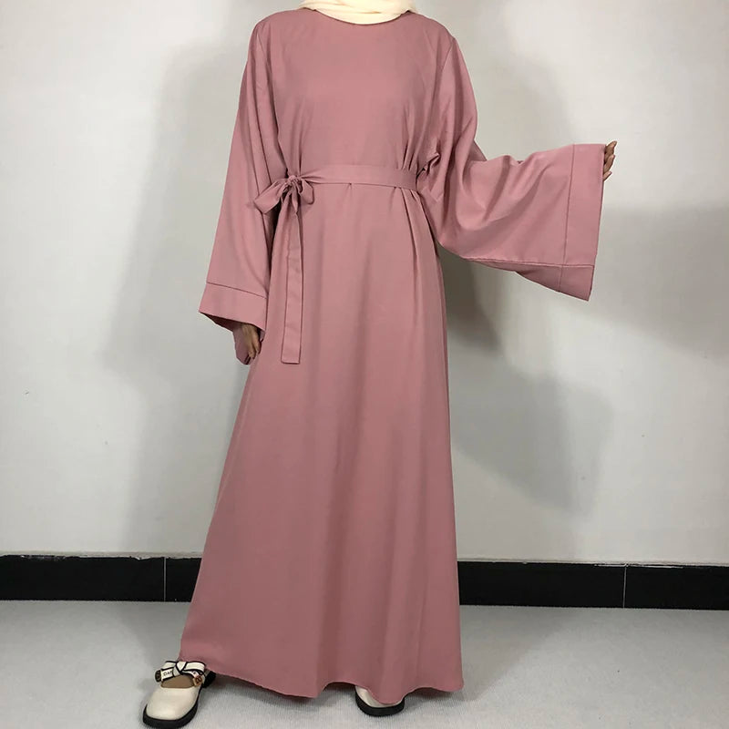 Abaya Nida Unie — 15 Couleurs, Ceinture Offerte