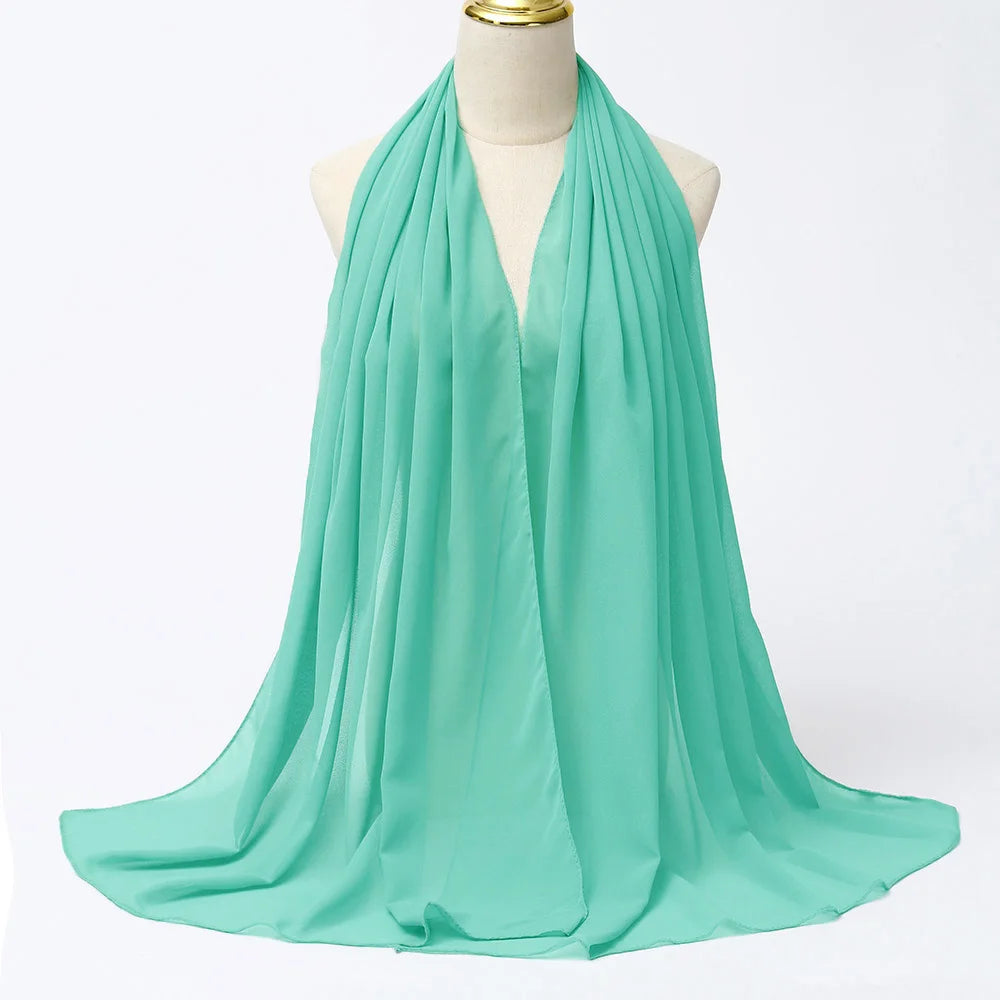 Hijab en mousseline - coloris Bleu Azur