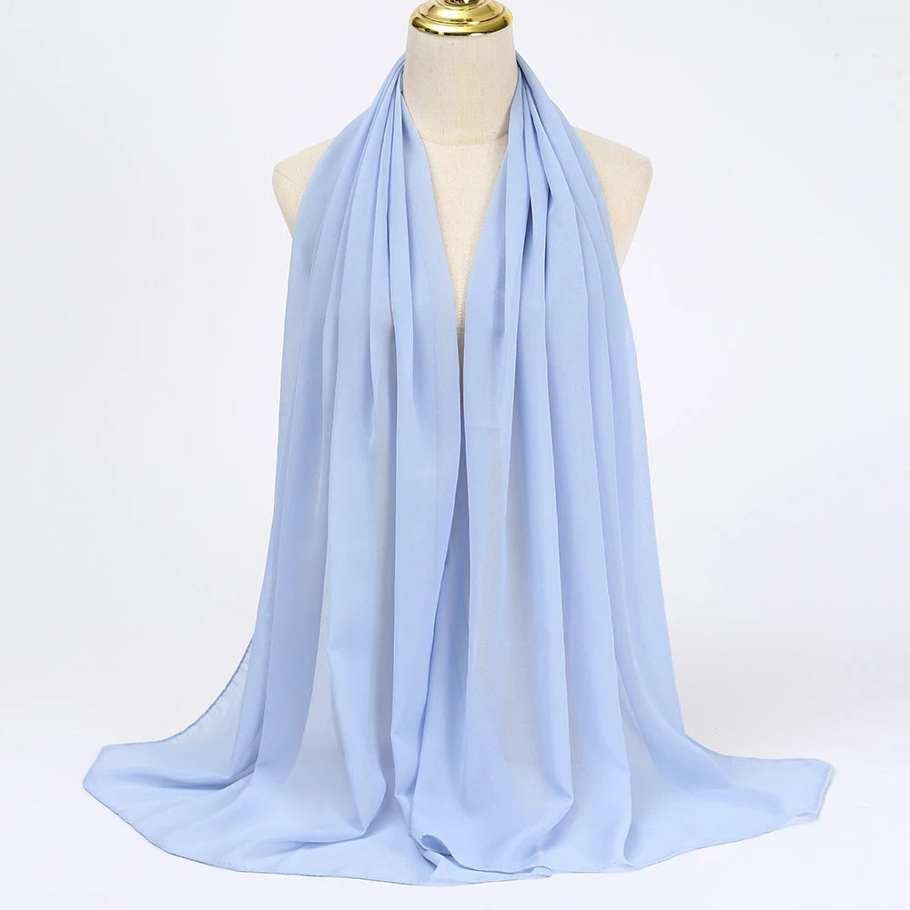 Hijab en mousseline - coloris Bleu Ciel