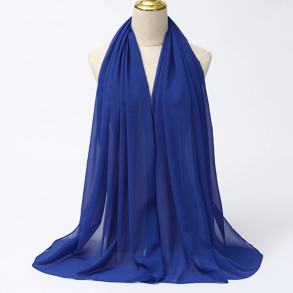 Hijab en mousseline - coloris Bleu Roi