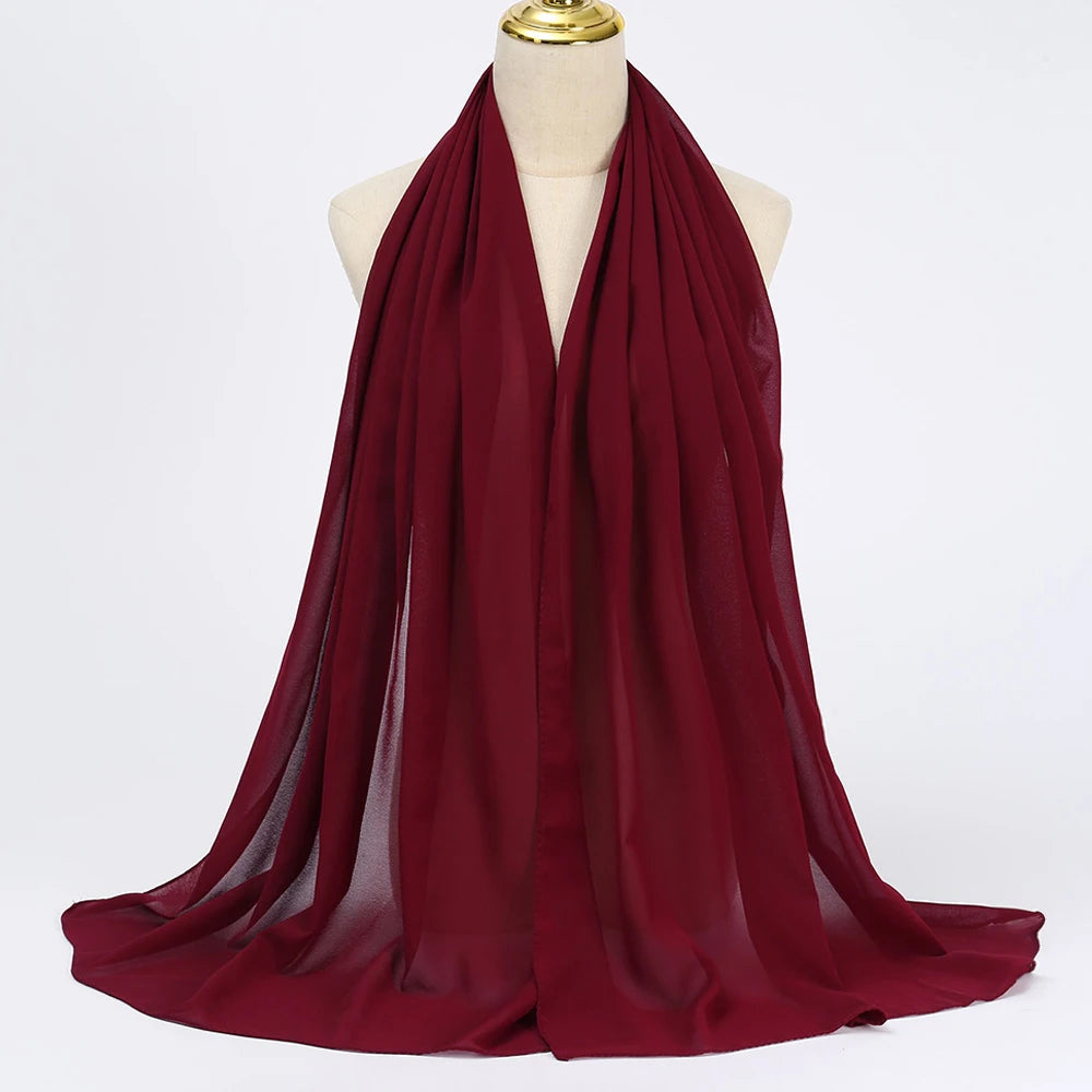 Hijab en mousseline - coloris Bordeaux