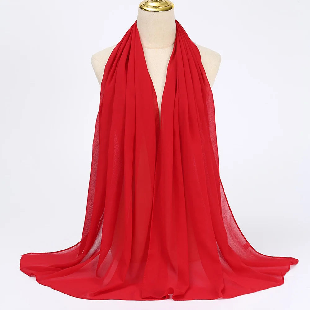 Hijab en mousseline - coloris Rouge